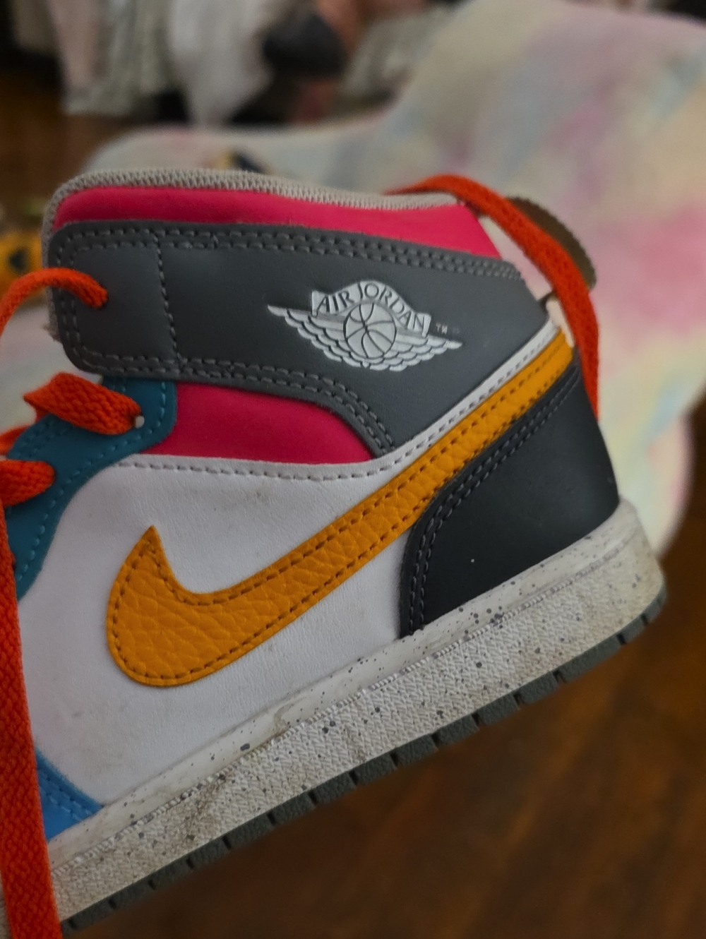 Jordan Kids' High-Top Sneakers in Orange, Pink, Gray, Blue, White